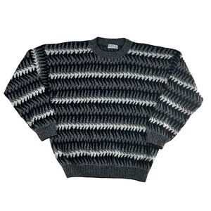 Vintage Area Sweater Mens XL Black 3d Knit Cosby Retro Coogi Geometric Fair Isle